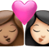 👩🏽‍❤️‍💋‍👩🏻 kiss: woman, woman, medium skin tone, light skin tone display on Apple